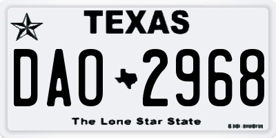 TX license plate DAO2968