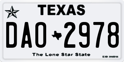 TX license plate DAO2978