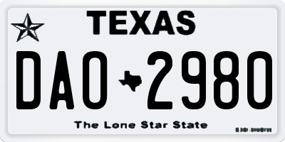 TX license plate DAO2980