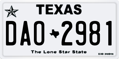 TX license plate DAO2981