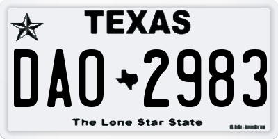 TX license plate DAO2983