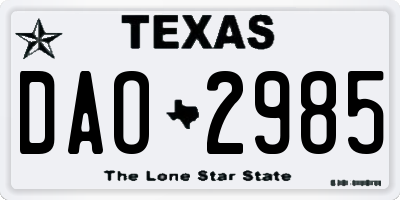 TX license plate DAO2985