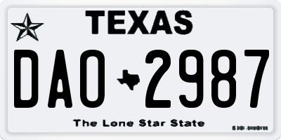 TX license plate DAO2987