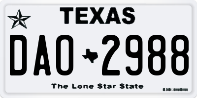 TX license plate DAO2988