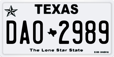TX license plate DAO2989