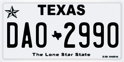 TX license plate DAO2990