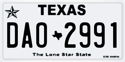 TX license plate DAO2991