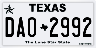 TX license plate DAO2992