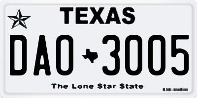 TX license plate DAO3005