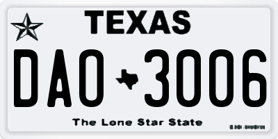 TX license plate DAO3006