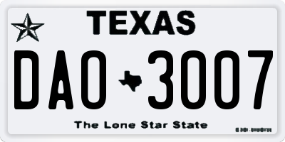 TX license plate DAO3007