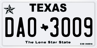 TX license plate DAO3009
