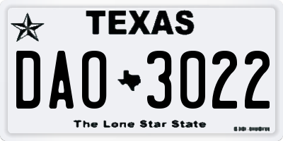 TX license plate DAO3022