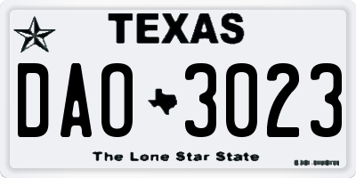 TX license plate DAO3023