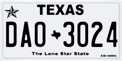 TX license plate DAO3024