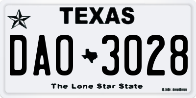 TX license plate DAO3028