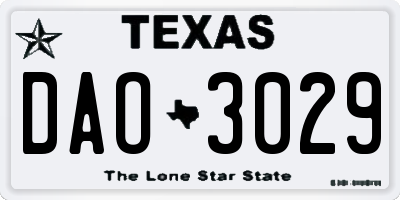 TX license plate DAO3029