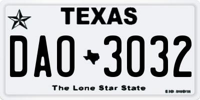 TX license plate DAO3032