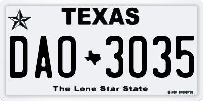 TX license plate DAO3035