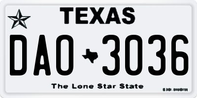 TX license plate DAO3036