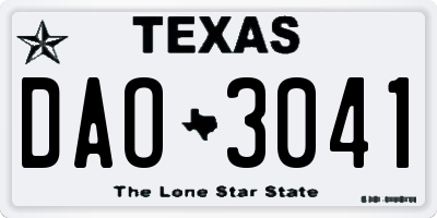 TX license plate DAO3041