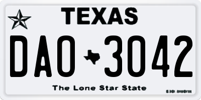 TX license plate DAO3042