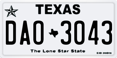 TX license plate DAO3043