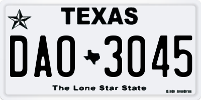 TX license plate DAO3045