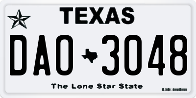 TX license plate DAO3048