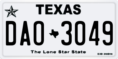 TX license plate DAO3049