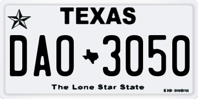 TX license plate DAO3050