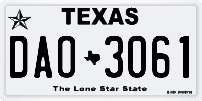TX license plate DAO3061