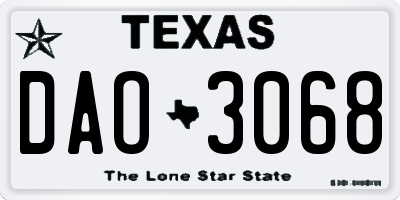 TX license plate DAO3068
