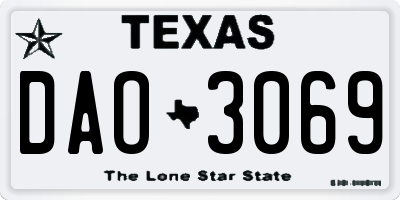 TX license plate DAO3069