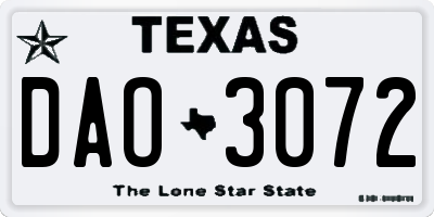 TX license plate DAO3072