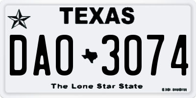 TX license plate DAO3074