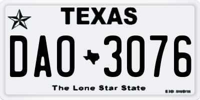 TX license plate DAO3076