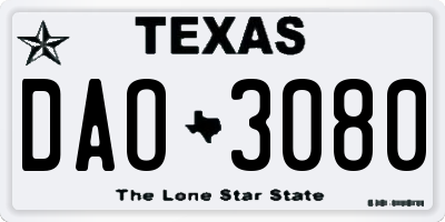 TX license plate DAO3080