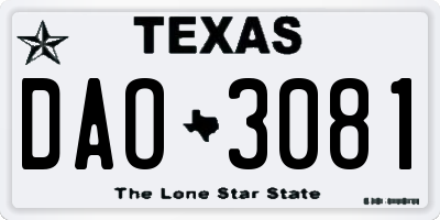 TX license plate DAO3081