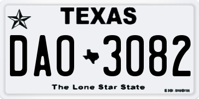 TX license plate DAO3082