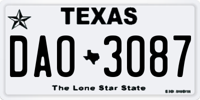 TX license plate DAO3087