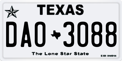 TX license plate DAO3088