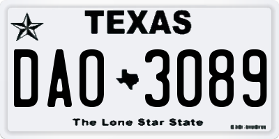 TX license plate DAO3089