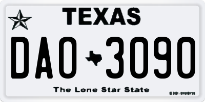 TX license plate DAO3090