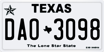 TX license plate DAO3098