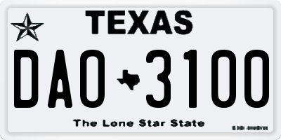 TX license plate DAO3100