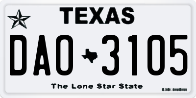 TX license plate DAO3105