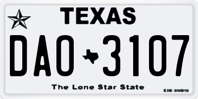 TX license plate DAO3107
