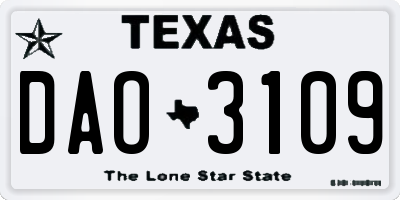 TX license plate DAO3109