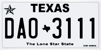 TX license plate DAO3111